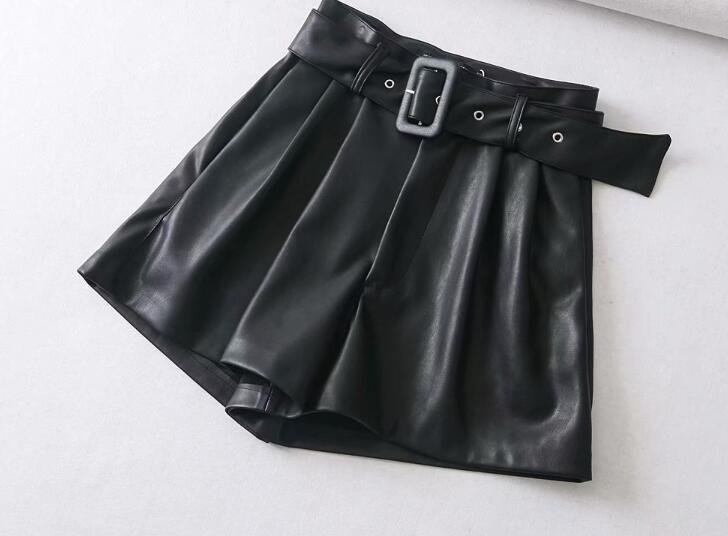Arimonz Women Faux Leather Shorts In Black and Red