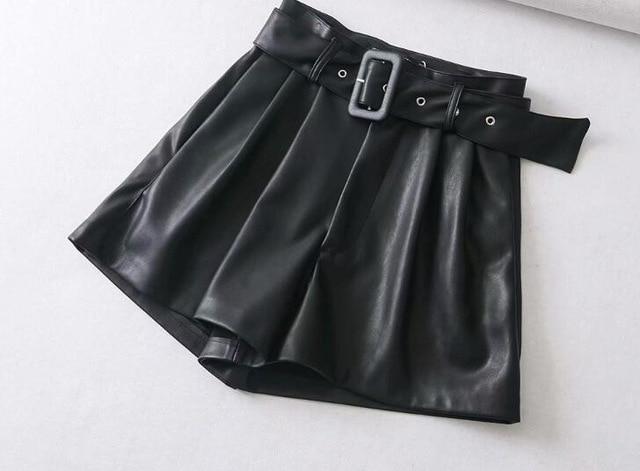 Arimonz Women Faux Leather Shorts In Black and Red