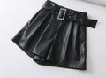 Arimonz Women Faux Leather Shorts In Black and Red