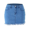 Blue Tassels Zipper High Waist Mini Denim Skirts