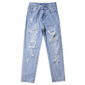 Blue Vintage High Waist Ripped Straight Jean