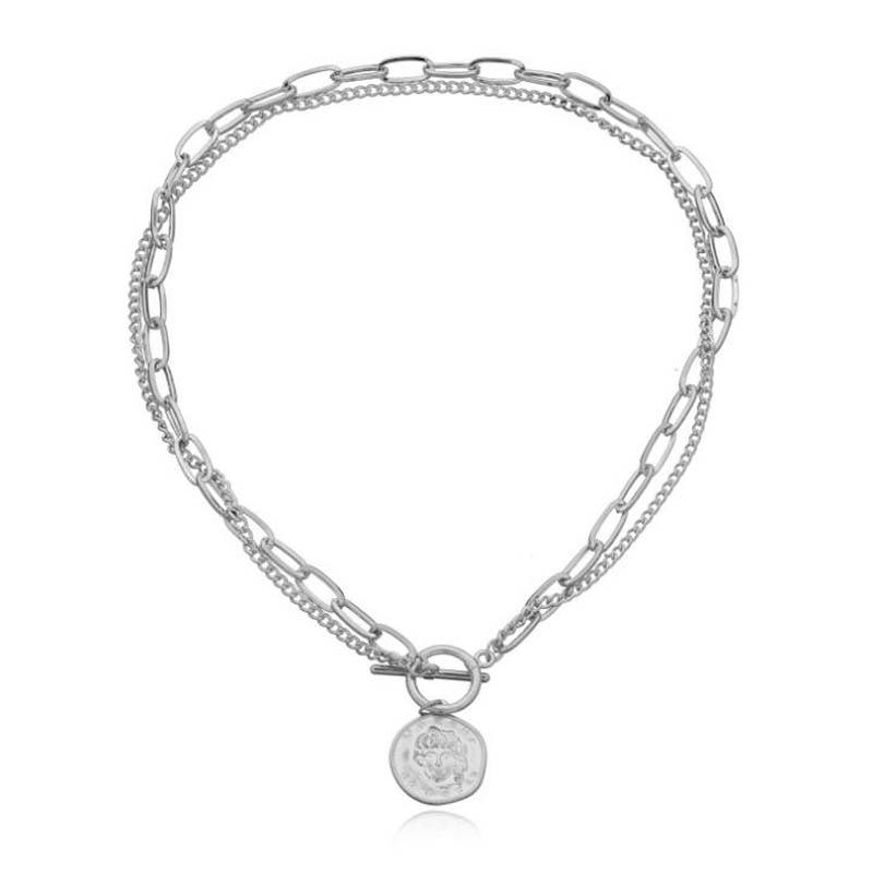 Coin Pendant Necklaces for Women Chain Layered Statement Necklace
