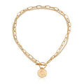 Coin Pendant Necklaces for Women Chain Layered Statement Necklace