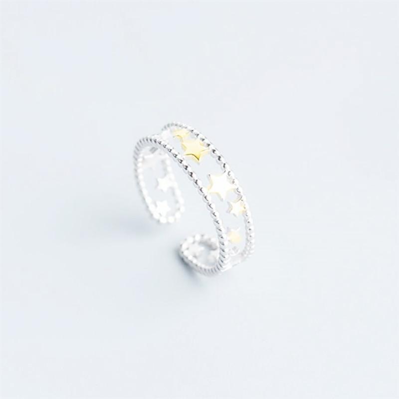 Double Layer Cute Star Ring Women Adjustable Ring