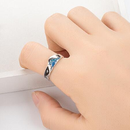 Flying Bird and Fish Couple Ring Romantic Resizable Couple Ring