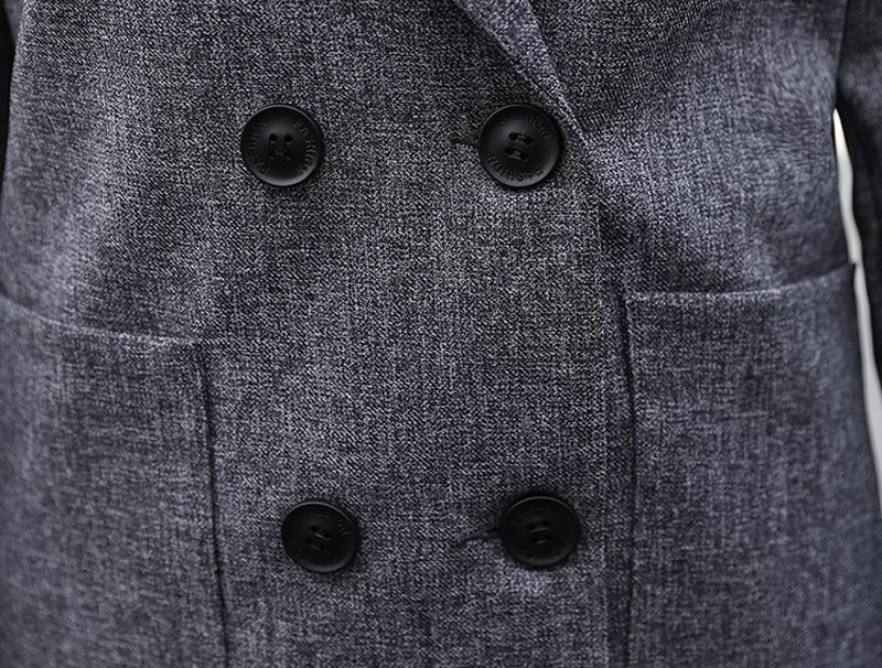 Grey Blazer Jacket & Zipper Trousers Suit Set
