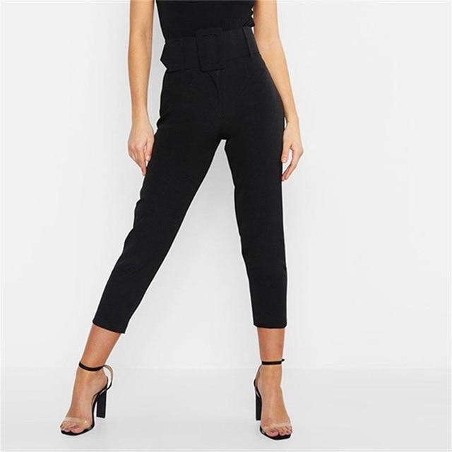 High Waist with Belt Office Pants