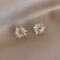 Petal Circle Stud Earrings For Women Elegant and Exquisite Opal Earrings