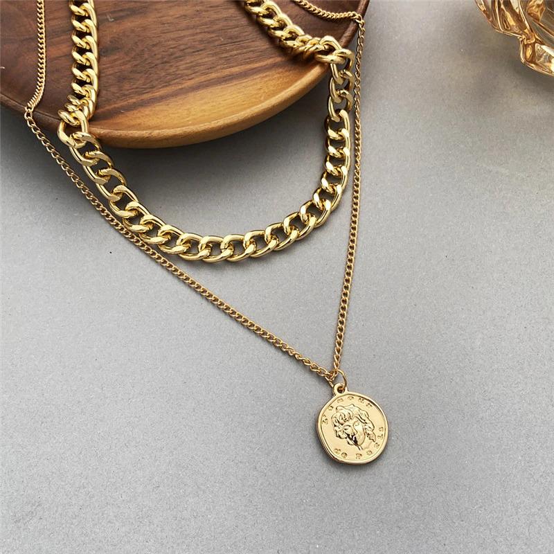 Vintage Multi-layer Coin Chain Choker Necklace
