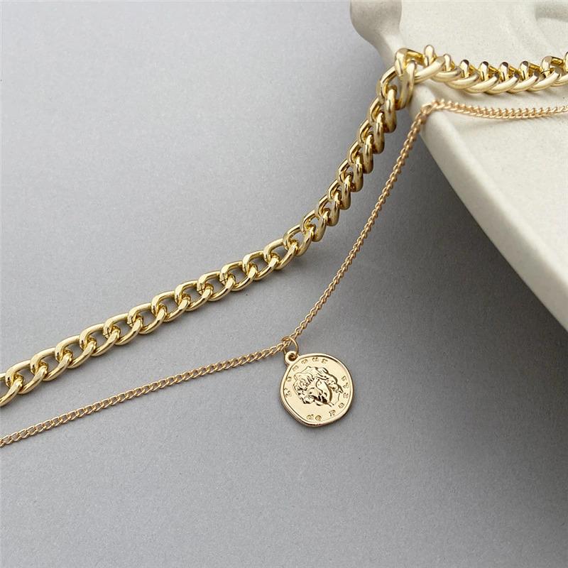 Vintage Multi-layer Coin Chain Choker Necklace
